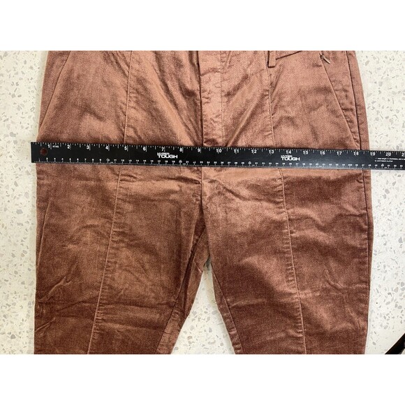 Anthropologie Womens 10 Pants Essential Slim Velvet Copper Brown Ankle Office - Picture 9 of 10